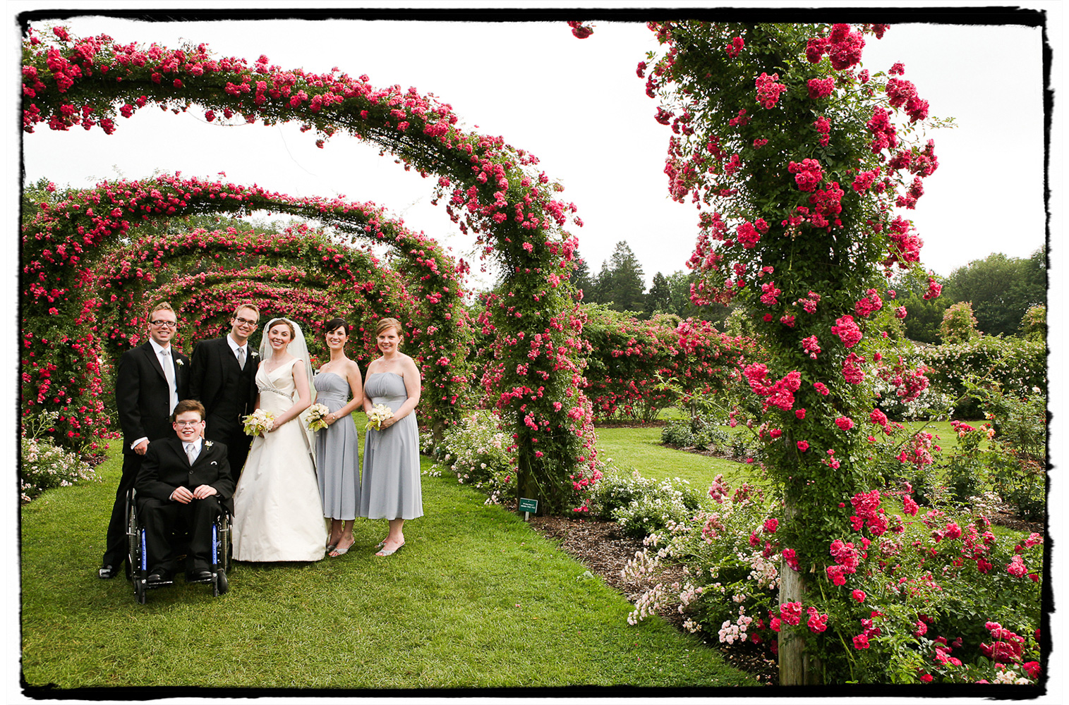 The Hartford Botanical Garden provided the perfect scenery for this beautiful wedding party portrait.