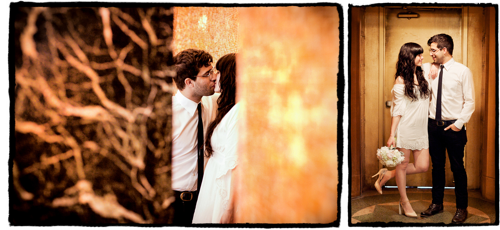 Mookie and Lisa were married at City Hall in NYC with a few friends and family in attendance.  I just had to make these portraits of them with the marble and tile of the city clerk's office.  I loved this revolving door too.