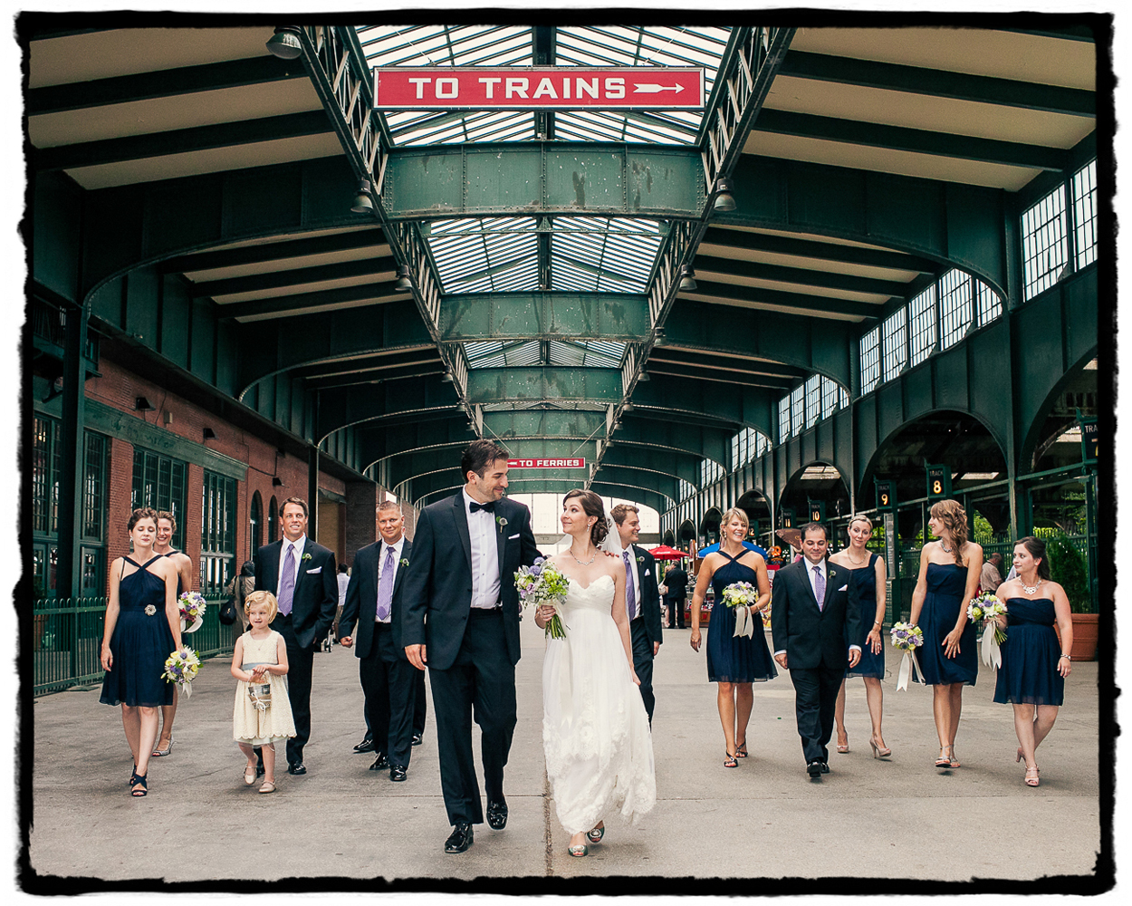 The old train station museum made a wonderful backdrop for a walking shot with this fun bridal party.
