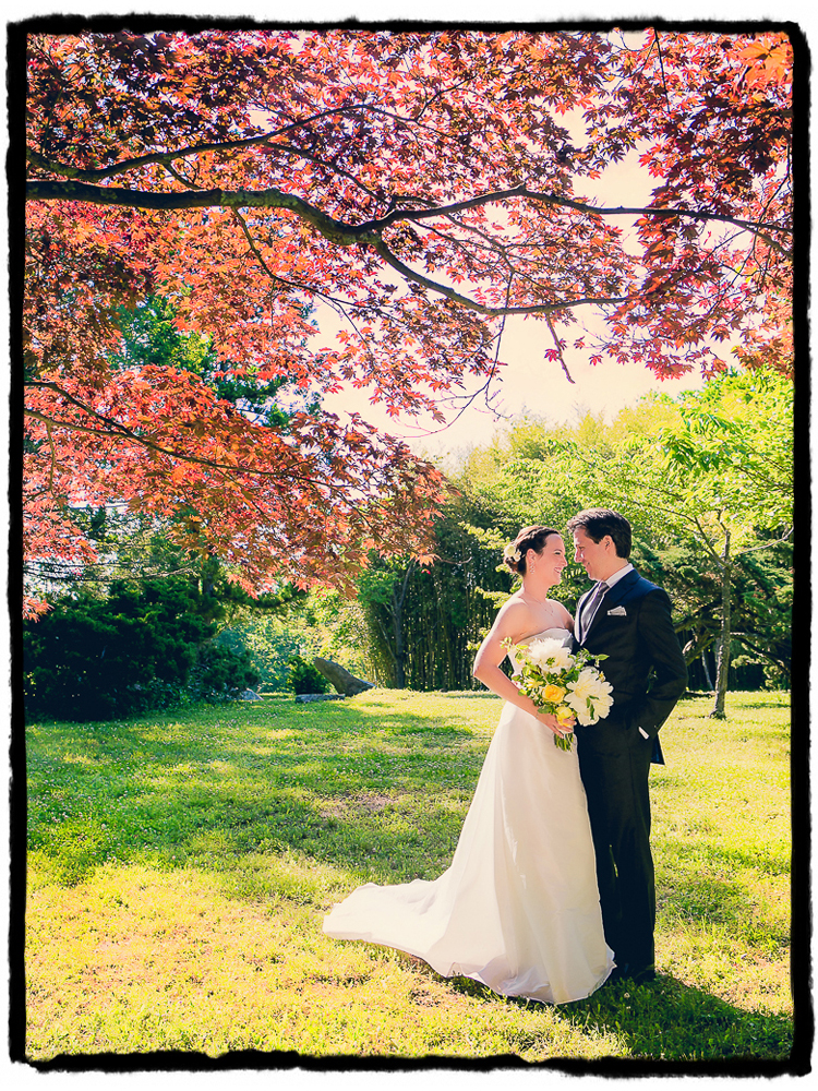 Axuve and Laura were married at The Hammond Museum and Japanese Stroll Garden in Connecticut.  This beautiful red maple tree was irresistable as framing for this sweet just-married portrait.