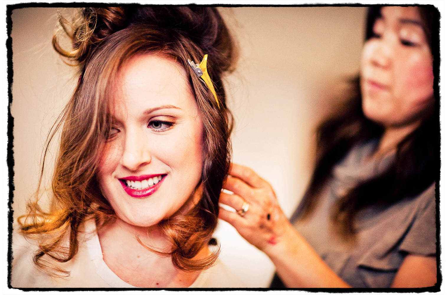 I love capturing the excitement during hair and makeup with the bride and her bridesmaids.