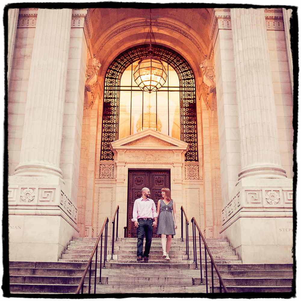Engagement Portraits: Jenni & Brandon at New York Public Library.
