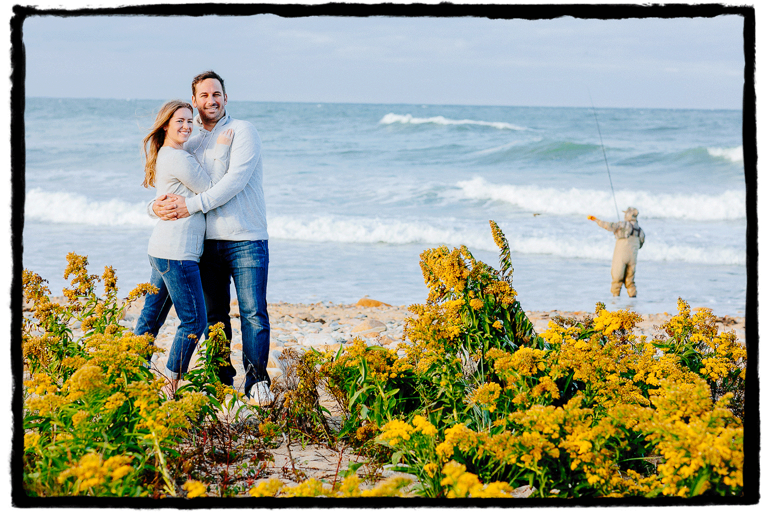 Engagement Portraits: Gina & Jamie enjoy the salty sea air in Montauk, Long Island.