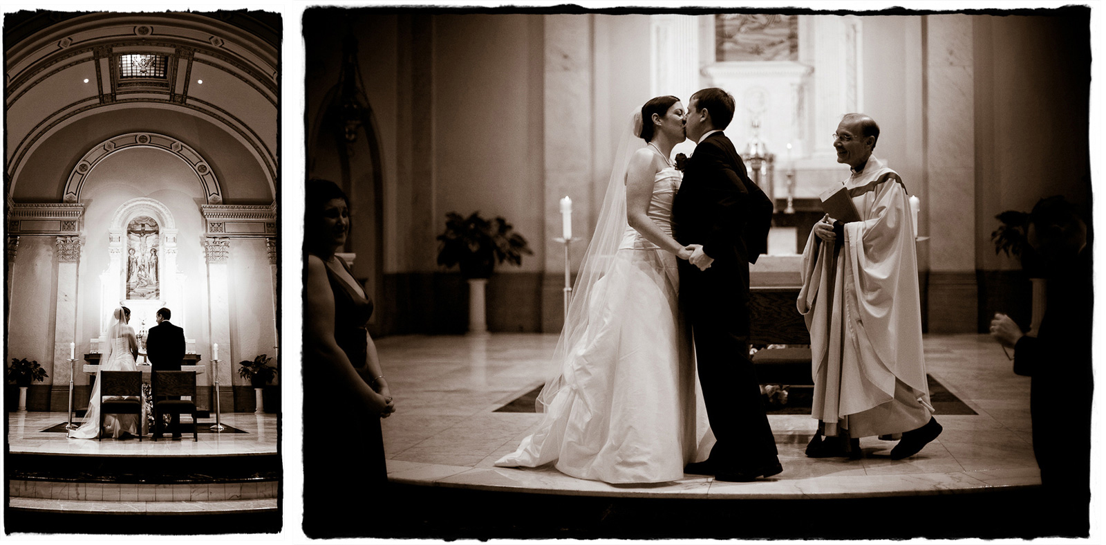 Elizabeth and Brendan share their first kiss as husband and wife in this lovely church ceremony.